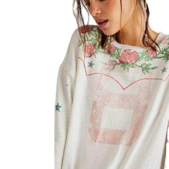 Free People Homestead Tee in Ivory Combo - Picture 7 of 8